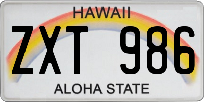 HI license plate ZXT986