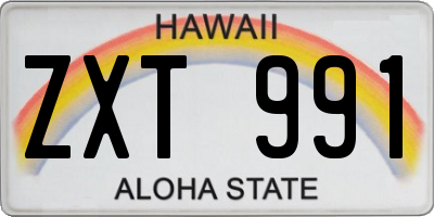 HI license plate ZXT991