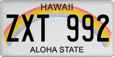 HI license plate ZXT992