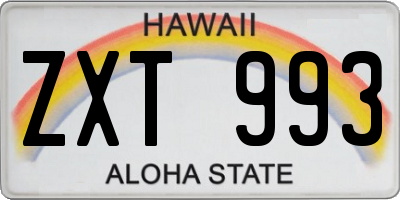 HI license plate ZXT993