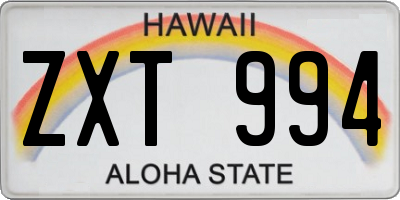 HI license plate ZXT994