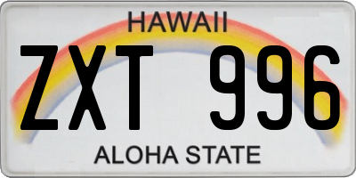 HI license plate ZXT996