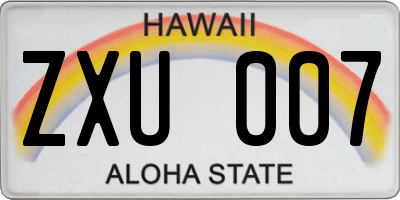 HI license plate ZXU007