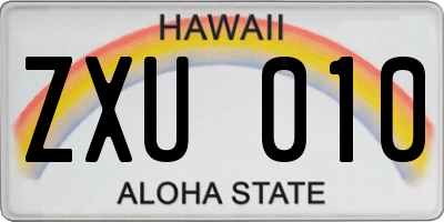 HI license plate ZXU010