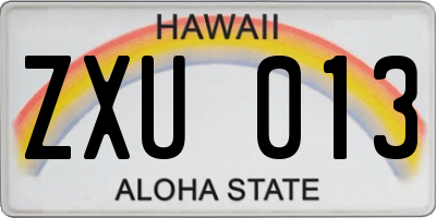 HI license plate ZXU013