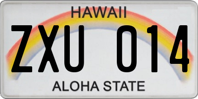 HI license plate ZXU014