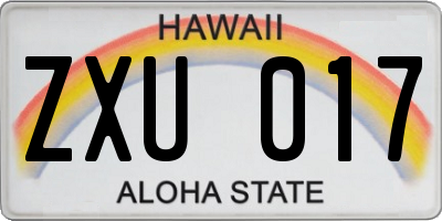 HI license plate ZXU017