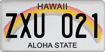 HI license plate ZXU021