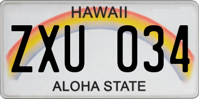 HI license plate ZXU034