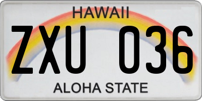 HI license plate ZXU036