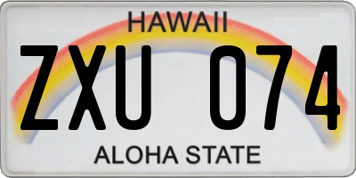 HI license plate ZXU074