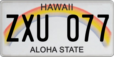 HI license plate ZXU077