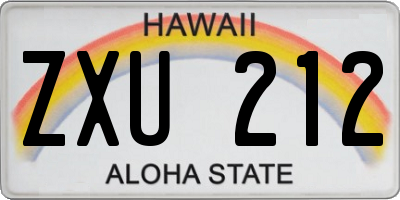 HI license plate ZXU212