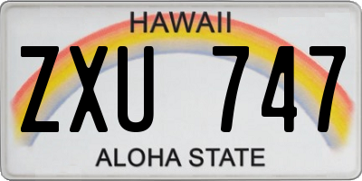 HI license plate ZXU747