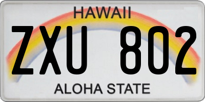 HI license plate ZXU802