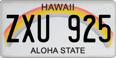 HI license plate ZXU925