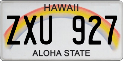 HI license plate ZXU927