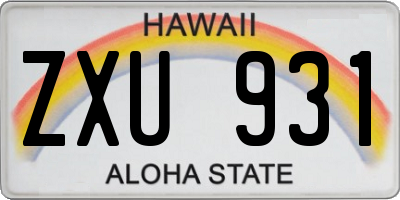 HI license plate ZXU931