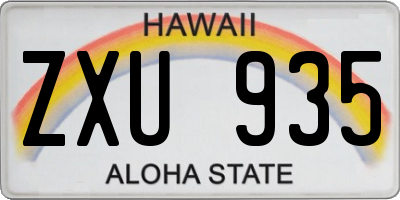 HI license plate ZXU935