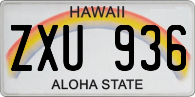 HI license plate ZXU936