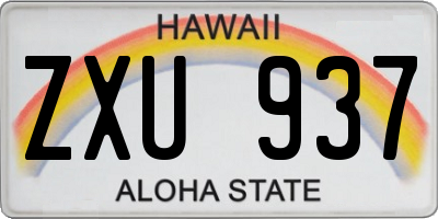 HI license plate ZXU937