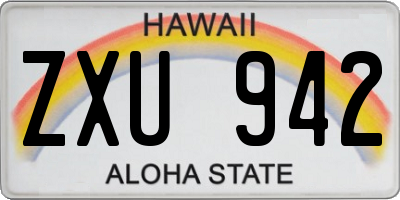 HI license plate ZXU942