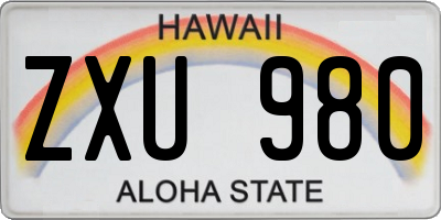 HI license plate ZXU980