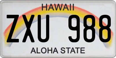 HI license plate ZXU988