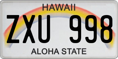 HI license plate ZXU998