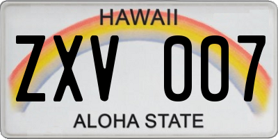HI license plate ZXV007