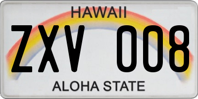 HI license plate ZXV008