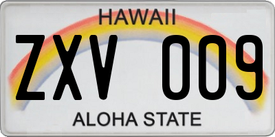 HI license plate ZXV009