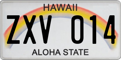 HI license plate ZXV014