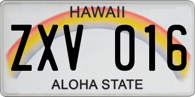 HI license plate ZXV016