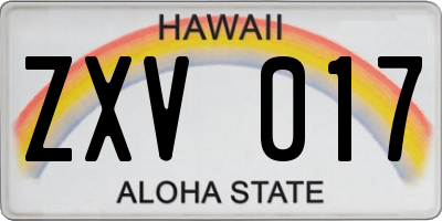 HI license plate ZXV017
