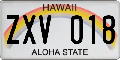 HI license plate ZXV018