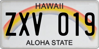 HI license plate ZXV019