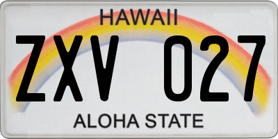 HI license plate ZXV027
