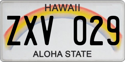 HI license plate ZXV029
