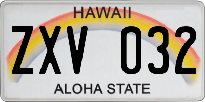 HI license plate ZXV032