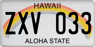 HI license plate ZXV033