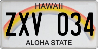 HI license plate ZXV034