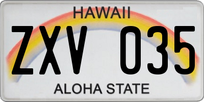 HI license plate ZXV035