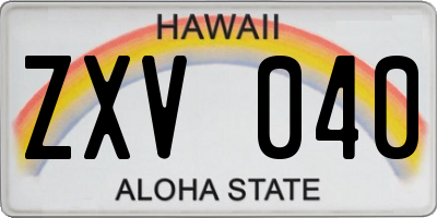 HI license plate ZXV040