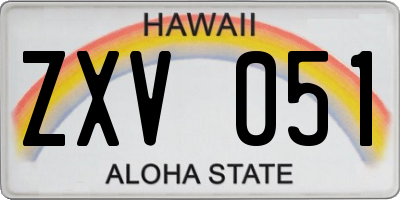 HI license plate ZXV051