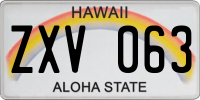HI license plate ZXV063