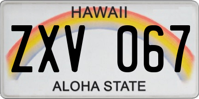 HI license plate ZXV067