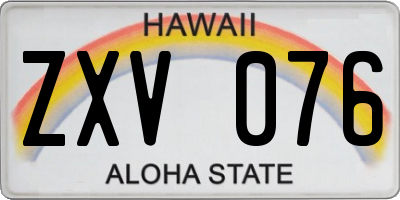 HI license plate ZXV076