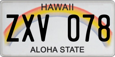 HI license plate ZXV078