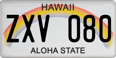 HI license plate ZXV080